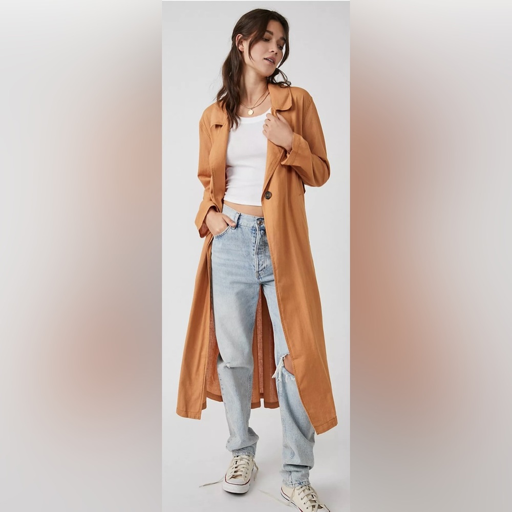 NWT Free People • We the Free Rae Linen Longline Duster XS - Picture 1 of 10